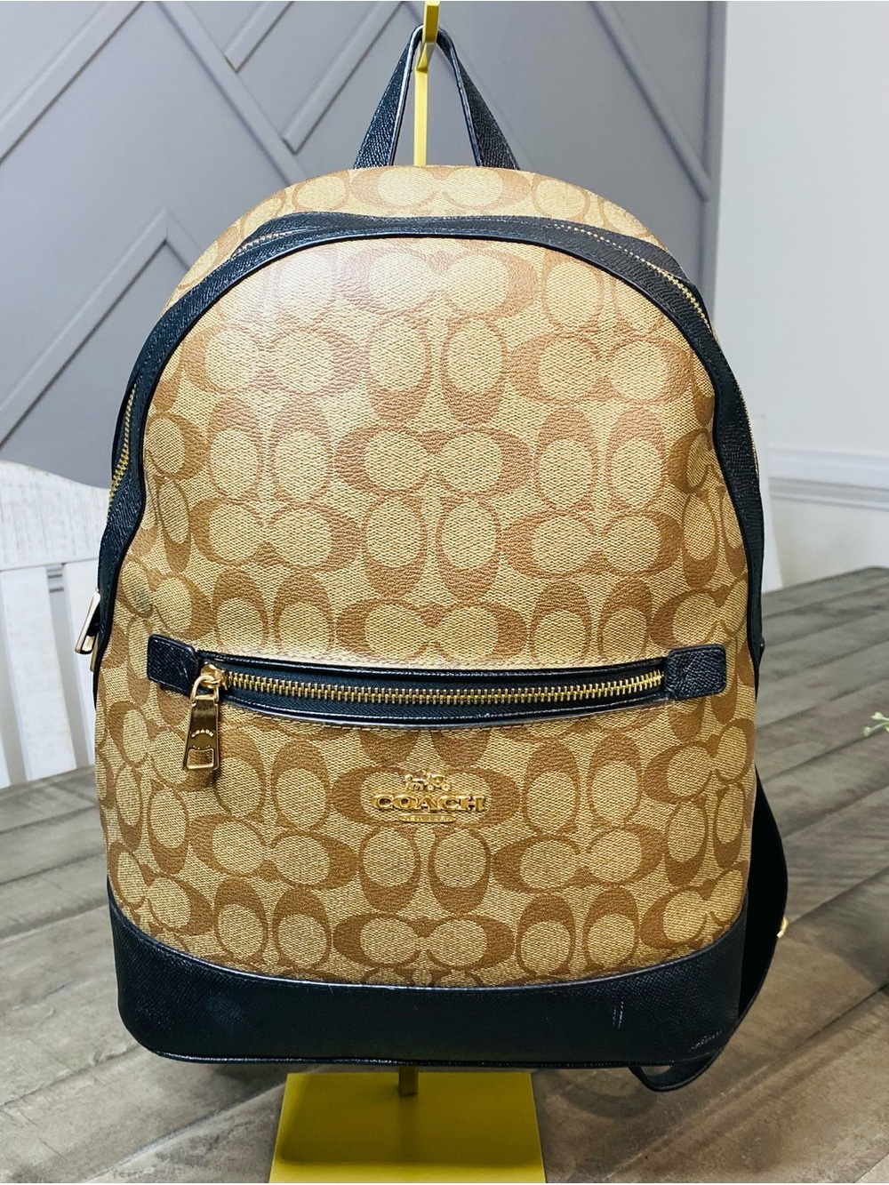 Coach Kenley Women's Backpack Signature Canvas - Khaki/Black